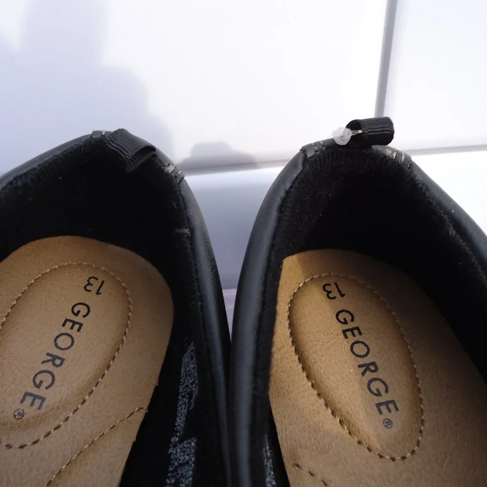NWT. SIZE 13. George black slip-on formal /dress shoes.